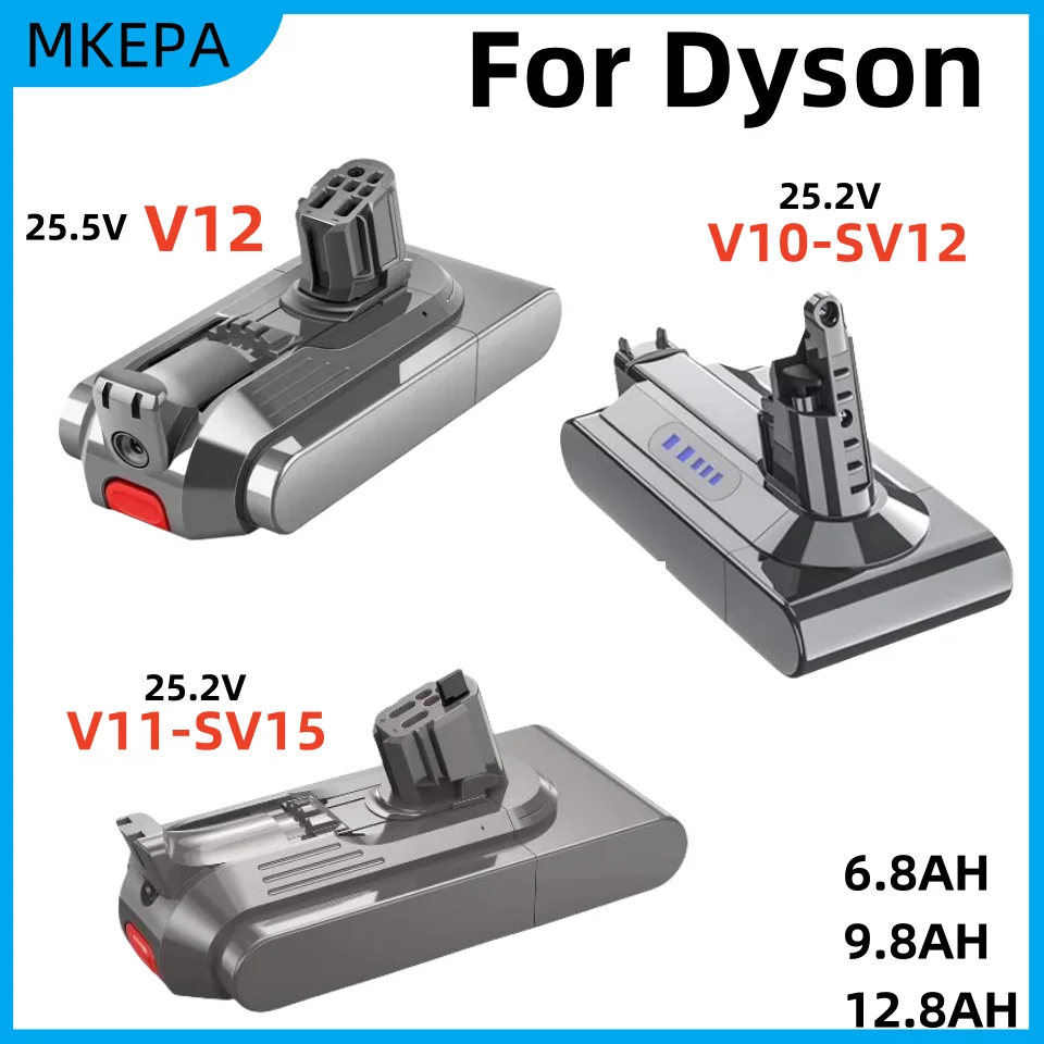 25 2 В для Dyson V12 Detect Slim Cordless V11 Absolute Extra V10 Animal V10-SV12 V11-SV15 Аккумулятор 5 12800 мАч