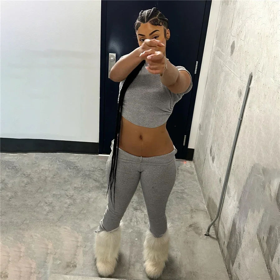 Однотонные облегающие брюки комплект из 2 предметов одежда для отдыха двух