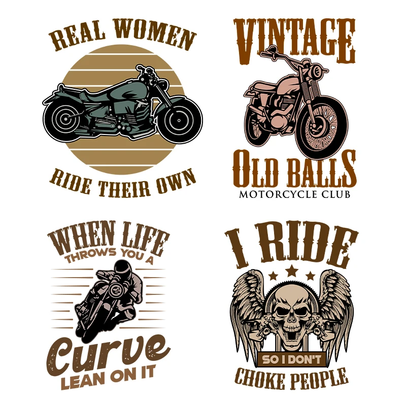 Clothing Thermo Adhesive Patches Punk Motorcycle Iron-on Transfers on Clothes Flex Fusible Transfer Custom Patch Sticker