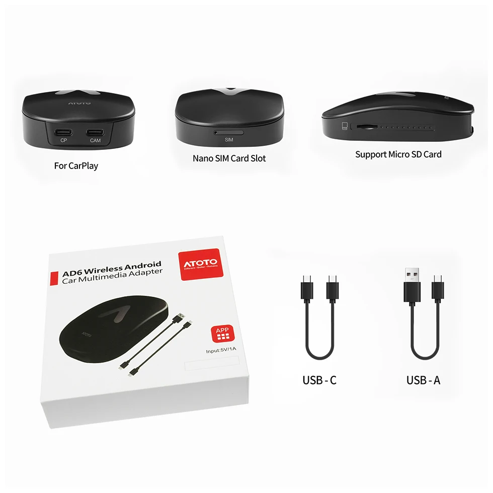 Смарт-Автомагнитола ATOTO стерео-система на Android с кольцом ИИ-ТВ-приставкой для Carplay