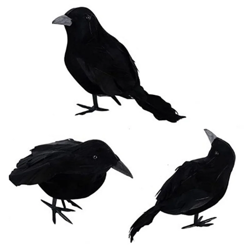 Имитация Черной вороны модель животного искусственная ворона Хэллоуин Декор