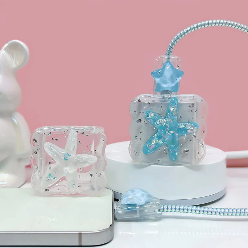 Корейский милый 3D кристаллический звездный защитный чехол для USB-кабеля iPhone 18