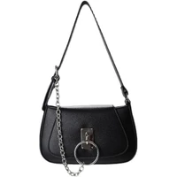 xiuya moto biker style shoulder bags for women 2021 solid pu leather underarm chain ring bag can crossbody handbags