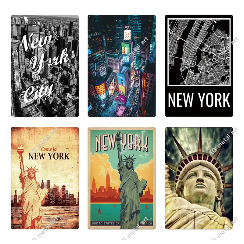 

Металлическая стена с рисунком американского Нью-Йорка