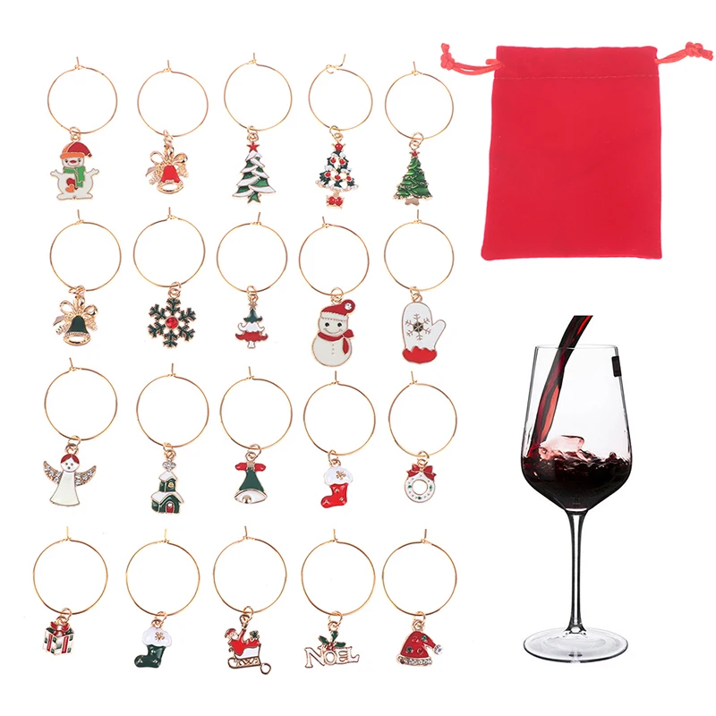 

12/20pcs Christmas Wine Glass Charms Delicate Useful Durable Wine Cup Tags Wine Cup Decorations Wine Cup Markers For House Party
