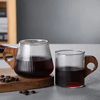 pour over glass coffee kettle resistant coffees dripper mug mesh wooden handle brewer pot barista tools for household party kf25