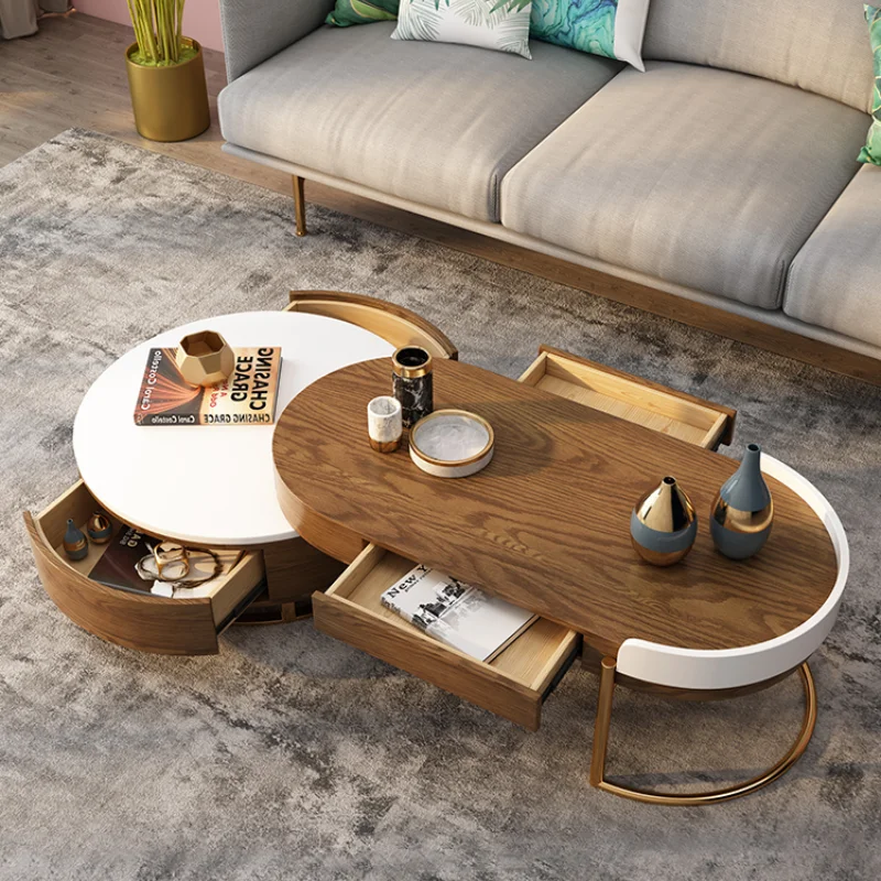 

Design Multifunction Nordic Luxury Retractable Coffee Table TV Cabinet Combination Balcony Multifunctional Living Room Furniture