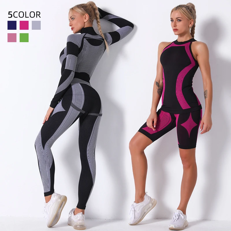 Женский спортивный костюм Топ с длинным рукавом и леггинсы высокой талией |