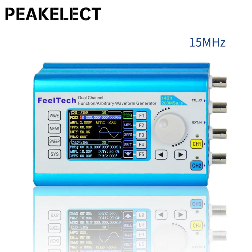 

Peakchoose FY2300 15 МГц двухканальный генератор сигналов DDS произвольная форма 200MSa/s 100 МГц измеритель частоты портативный размер