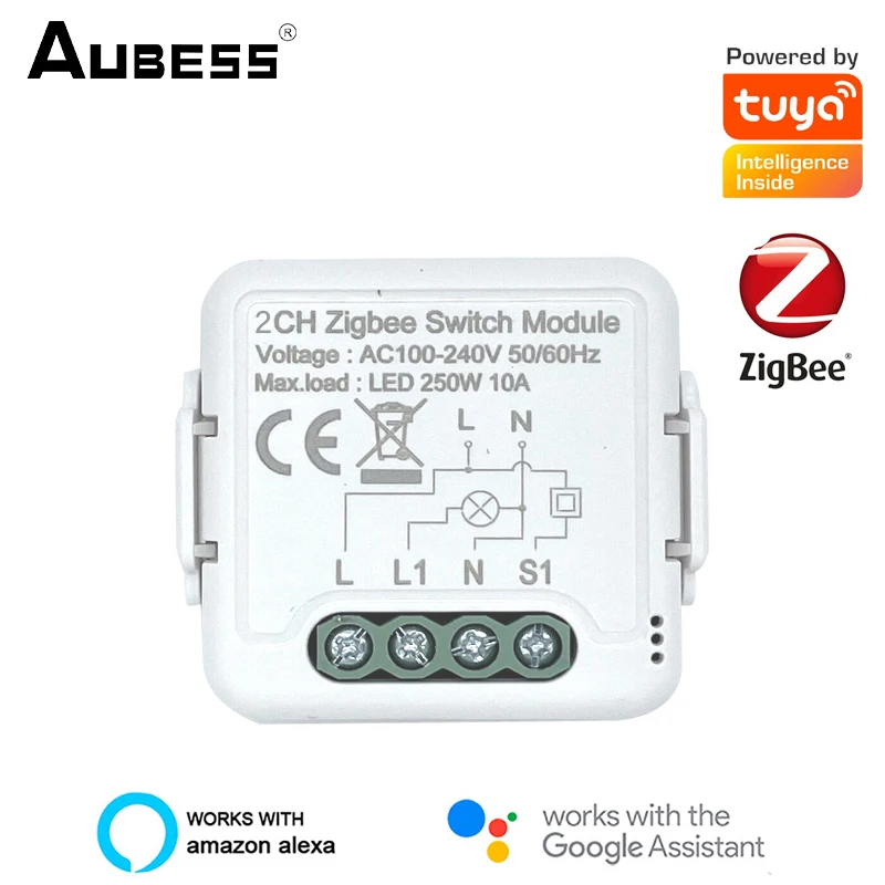 

Коммутационный модуль Aubess Tuya ZigBee 3,0, выключатель для умного дома «сделай сам» на 10 А, 1, 2 клавиши, поддержка 2-стороннего управления, работает ...