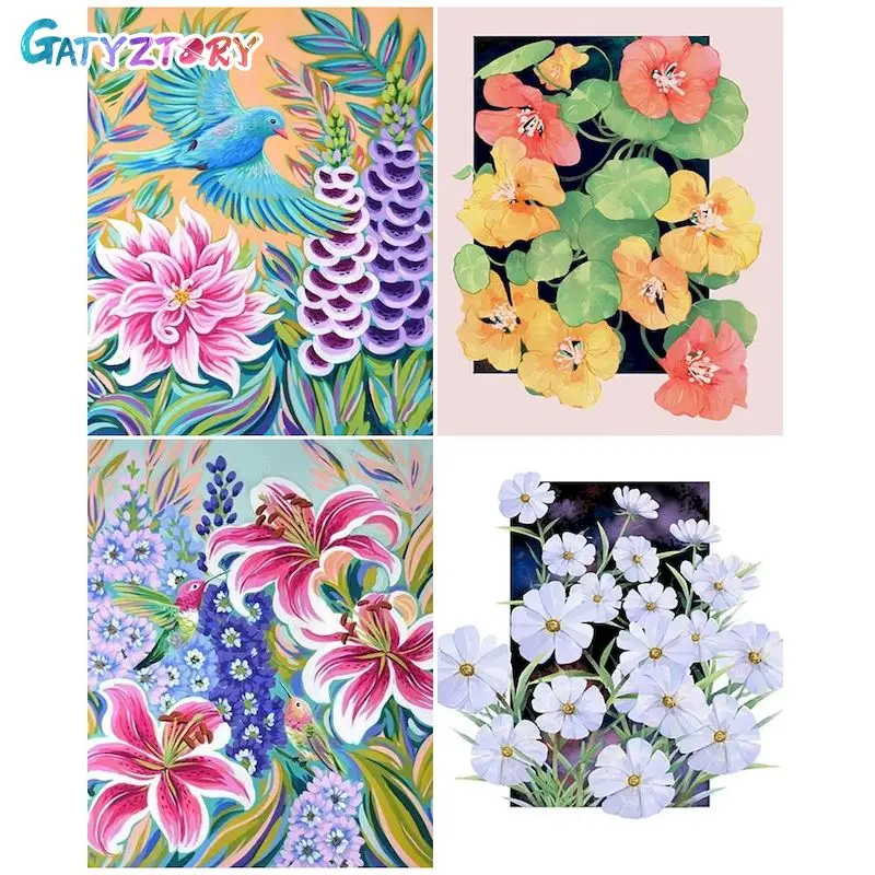 

GATYZTORY Picture By Number Flowers Kits For Adults Handpainted DIY Paint By Number Summer FlowerOn Canvas Home Decoration