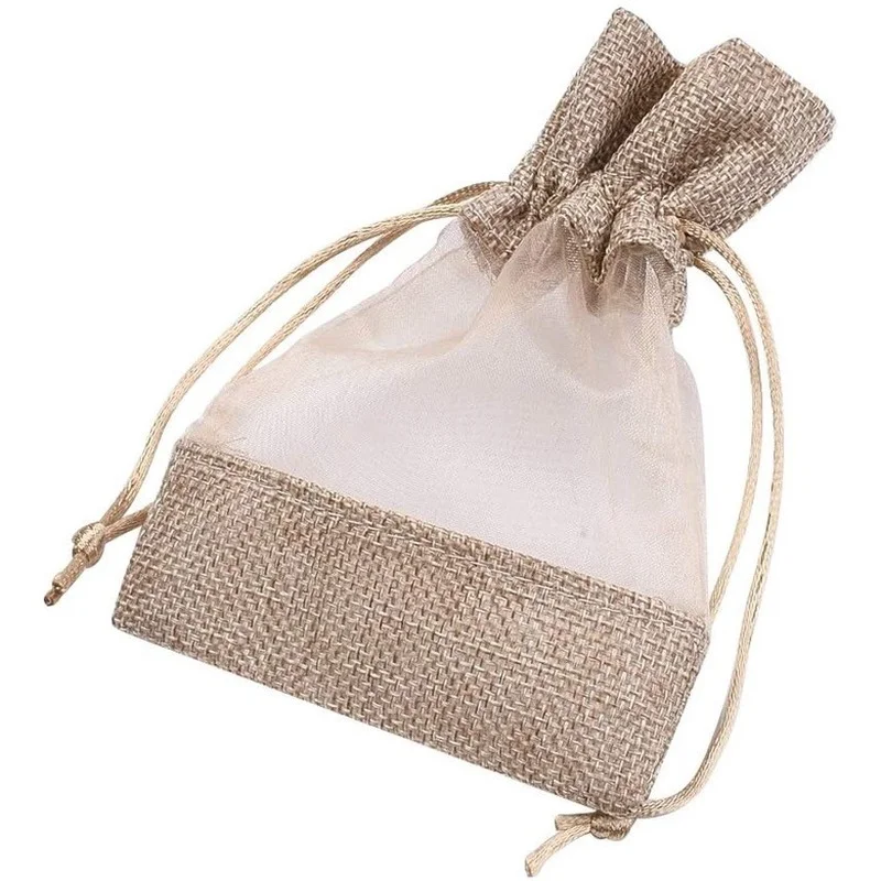 

50Pcs Cotton Packing Pouches Drawstring Bags with Organza Ribbons for Jewelry Pouches Wedding Favors Jewelry Packing Gift Bags