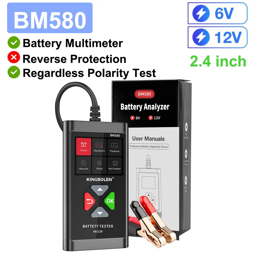 

KINGBOLEN YA206 BM560 BM580 считыватель кодов проверка двигателя автомобиля OBDII EOBD тест батареи автоматический диагностический инструмент PK CR3001