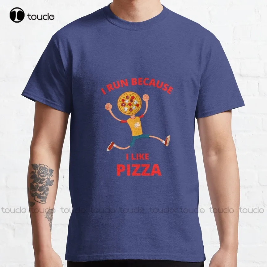 

I Run Because I Like Pizza Classic T-Shirt Grey T Shirts For Men Christmas Gift New Popular Xs-5Xl Unisex Streetwear Gd Hip Hop