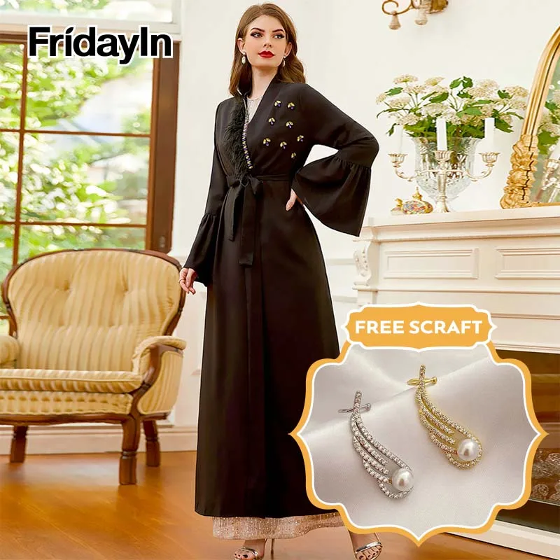 

Fridayin Рамадан кафтан абайя мусульманское арабское длинное платье абайя s для женщин Caftan халат Арабская Женская
