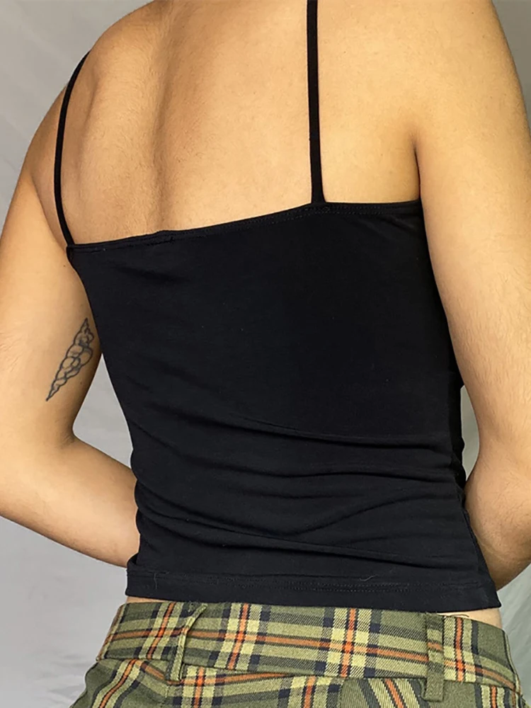 Готический гранж Goth Dark металлическая пряжка пэчворк Camis панк черный для женщин