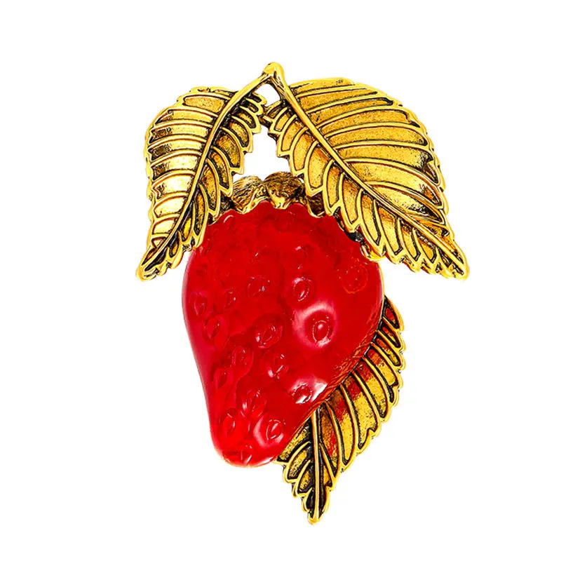 

Alloy Fruit Strawberry Enamel Brooches Pins Corsage Scarf Clips Safety Pin Women Girls Vintage Clothing Decoration