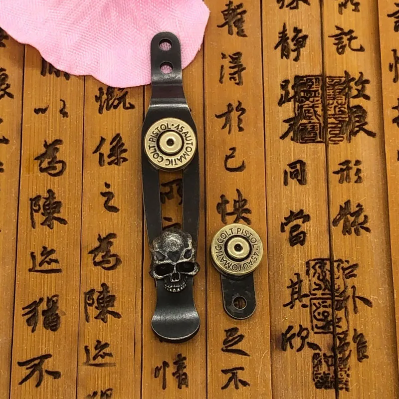 1 компл. Ручной работы Серебряный Череп стальной карманный зажим и наполнитель