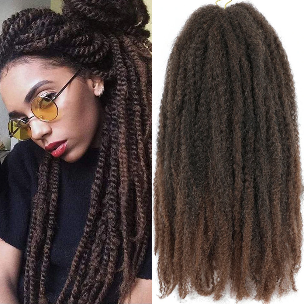 Волосы Омбре Marley для скручивания 18 дюймов Длинные афро кудрявые волосы плетеные