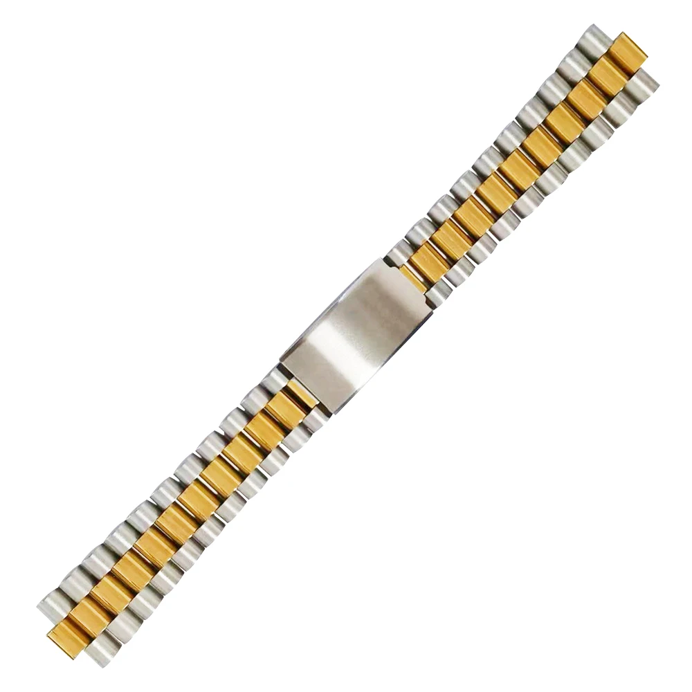 Gold Silver Stainless Steel President Curved End18mm 20mm 21mm Watch Strap Band Bracelet Fit For ROX SKX Watch