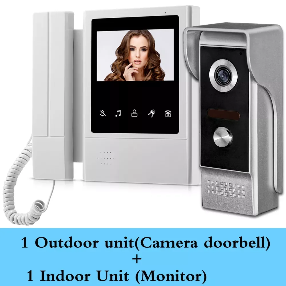 

4.3 Inch Home Intercom Video Door Phone Doorphone Waterproof Hands-free Villa Unlock Night Vision Camera Two-way Doorbell