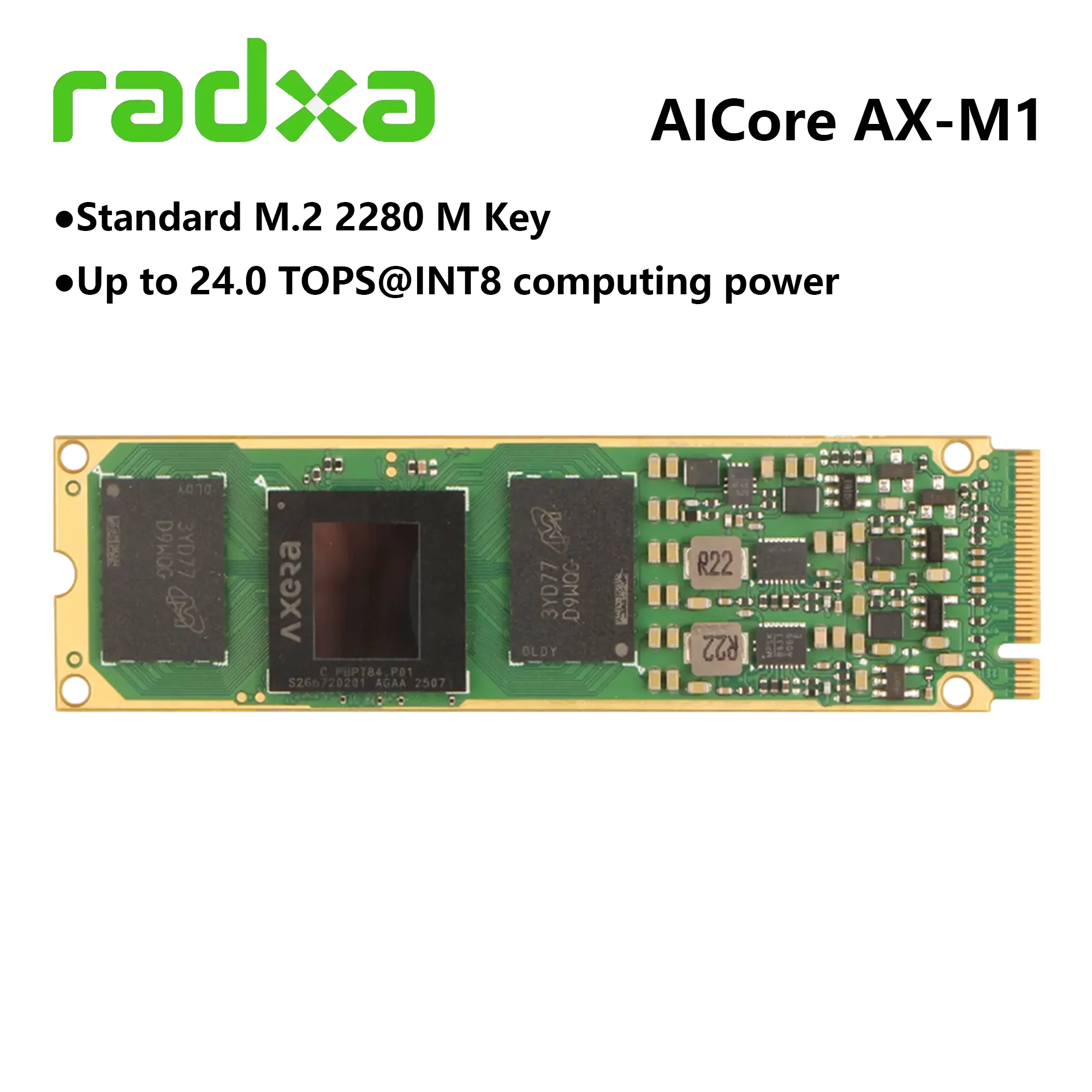 Фото Модуль ускорения ИИ VivaCTRadxa AICore AX-M1 Axera AX8850, 24 TOPS@INT8, 8 ГБ ОЗУ LPDDR4X, M.2 2280, совместим с ROCK 5B+ Roc №5