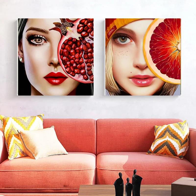 

Алмазная вышивка Huacan, мозаика с квадратными/круглыми стразами, 5d «сделай сам», с фруктами, портрет, домашний декор