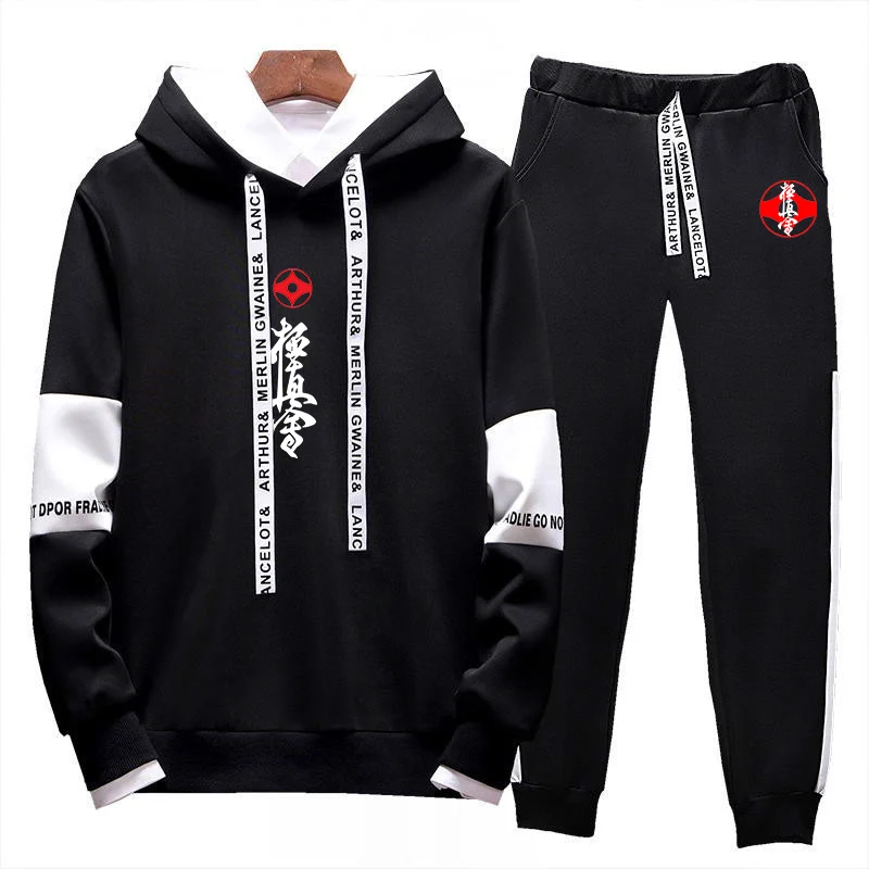 

Мужской спортивный костюм Kyokushin из двух предметов, свитшот с капюшоном и штаны, с принтом карате, Осень-зима