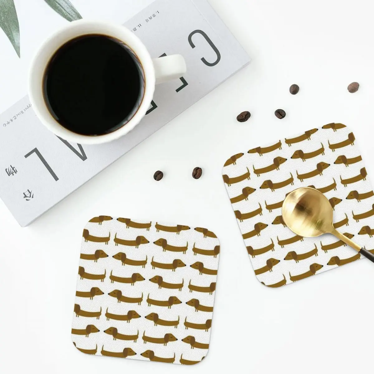 

Подставки, кожаные Нескользящие Коврики для кофе, набор из 4 предметов