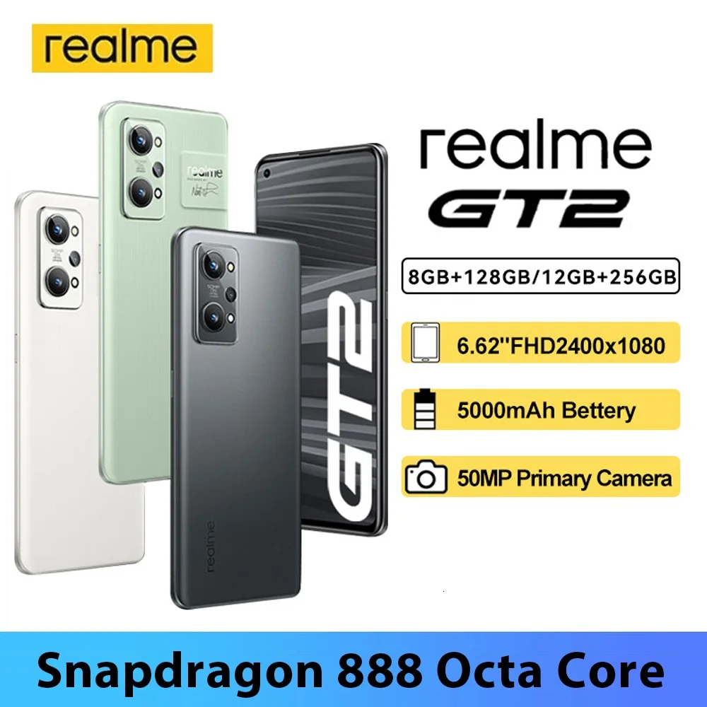 

Chinese Version Realme GT2 5G Smartphone Snapdragon 888 120Hz 65W SONY IMX766 OIS 50MP Camera 128GB/ 256GB NFC superdart 5000mAh