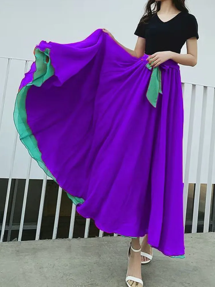 

Bandage Chinese Dance Skirts Women Oriental Costume Jazz High Waist Classical Latin Girls Chiffon Stage Modern Clothes Elegant