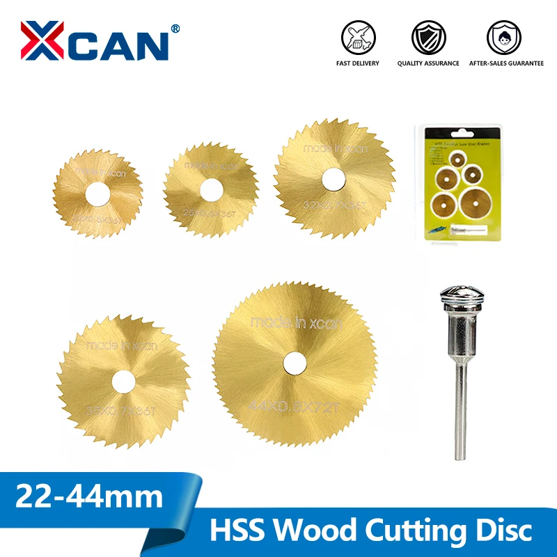 

XCAN 6pcs HSS Saw Blade Kit 22-44mm Mini Saw Disc with 3.175MM Shank Mandrel Woodworking Circulaw Blade for Dremel Rotary Tool