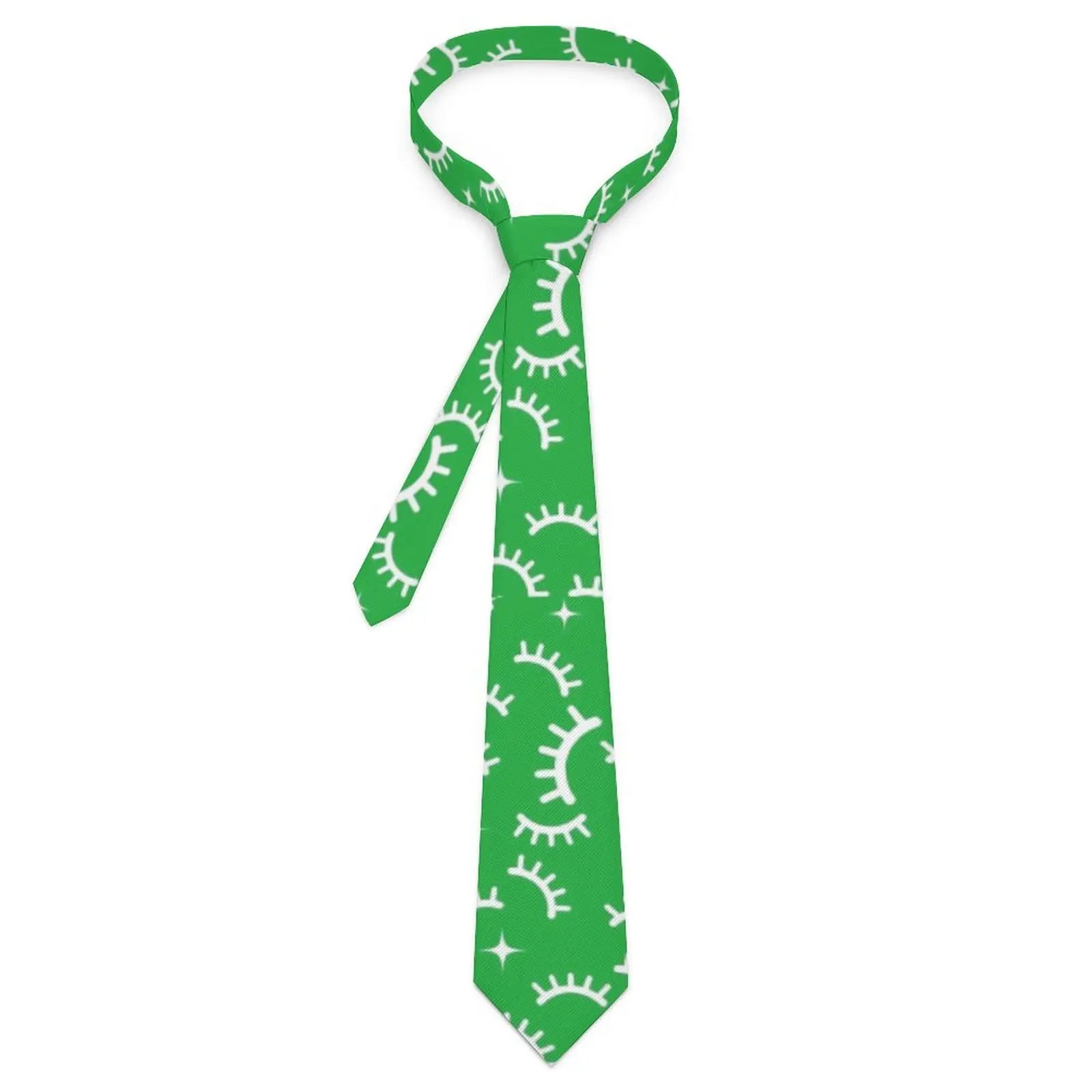 

Mens Tie Eyelashes Print Neck Ties White And Green Classic Casual Collar Tie Design Daily Wear Quality Necktie Accessories