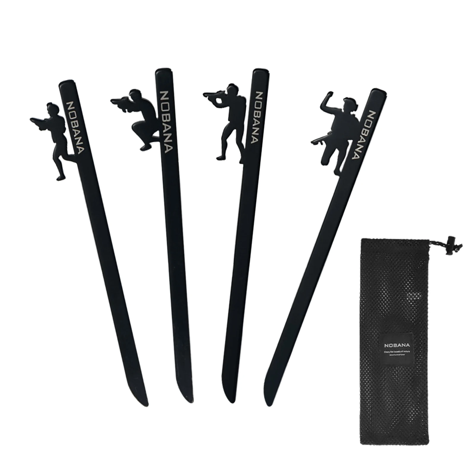 

4pcs Tent Pegs Garden Stakes Stainless Steel Garden Attached With Figurines Metal Tent Nail Camping Essentials For Camping Tent