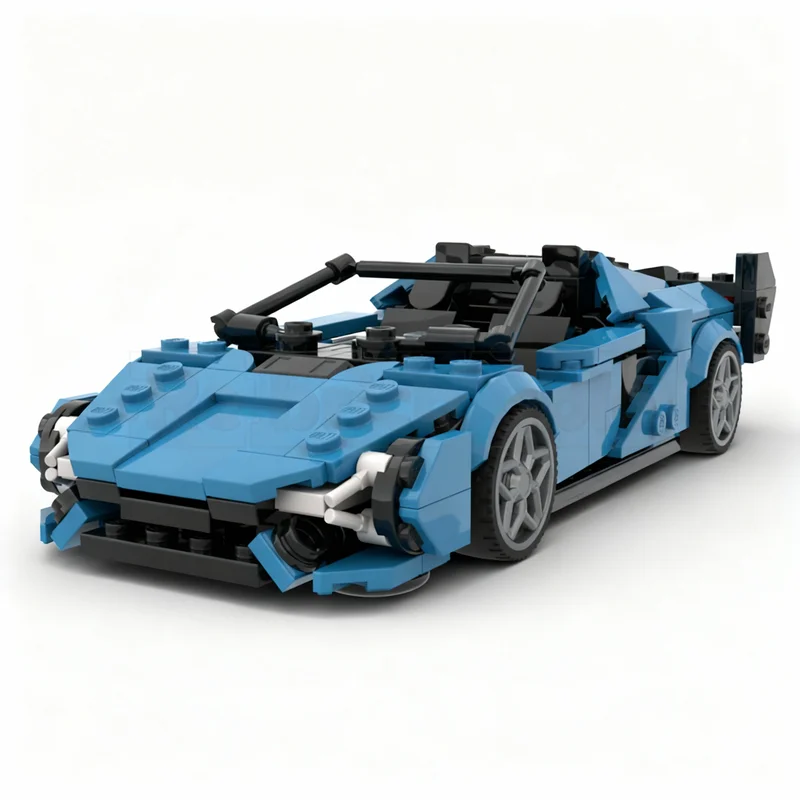 Фото 364 детали MOC City Champions Lambo Sian Roadster, модель из строительных блоков, рождественский подарок, игрушки для сборки, образовательный подарок на день рождения, 3D-дисплей. №1