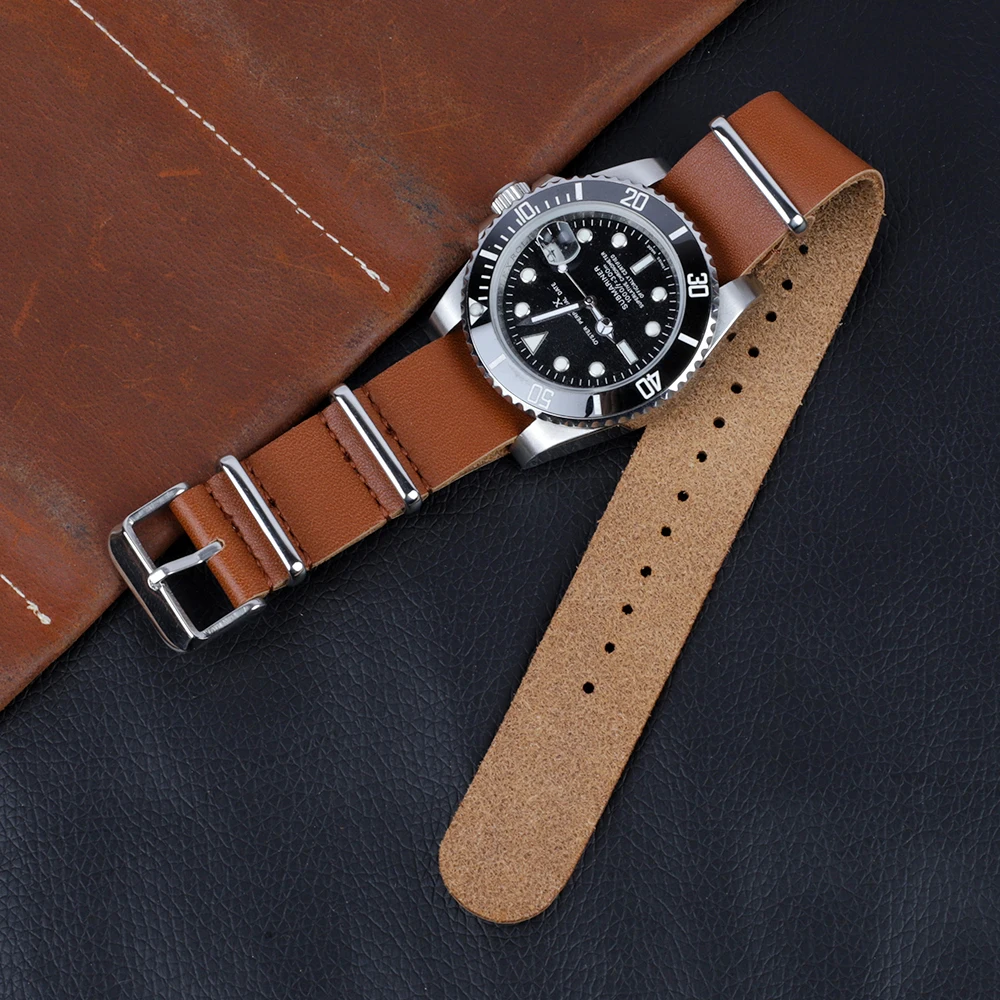 Men Watch Band Genuine Leather Watch Strap Black Brown Coffee Calfskin Military Wristband Bracelet 18mm 20mm 22mm 24mm