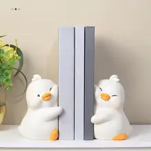 귀여운 오리 코끼리 북엔드 북 오거나이저, 수지 미끄럼 방지 장식 북엔드 세트, 책꽂이 서재 책상 장식