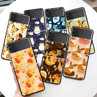 pokemon backgrounds coque phone case for samsung galaxy z flip 3 5g black hard cover zflip 3 luxury shockproof bumper fundas
