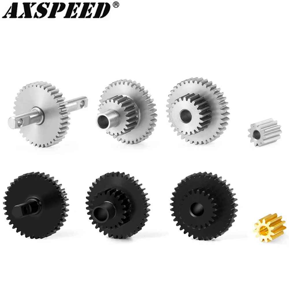 AXSPEED стальной Overdrive Underdrive коробка передач комплект зубчатых 16 6: 1/9.7:1/40 3: 1 для 1/18 TRX4M
