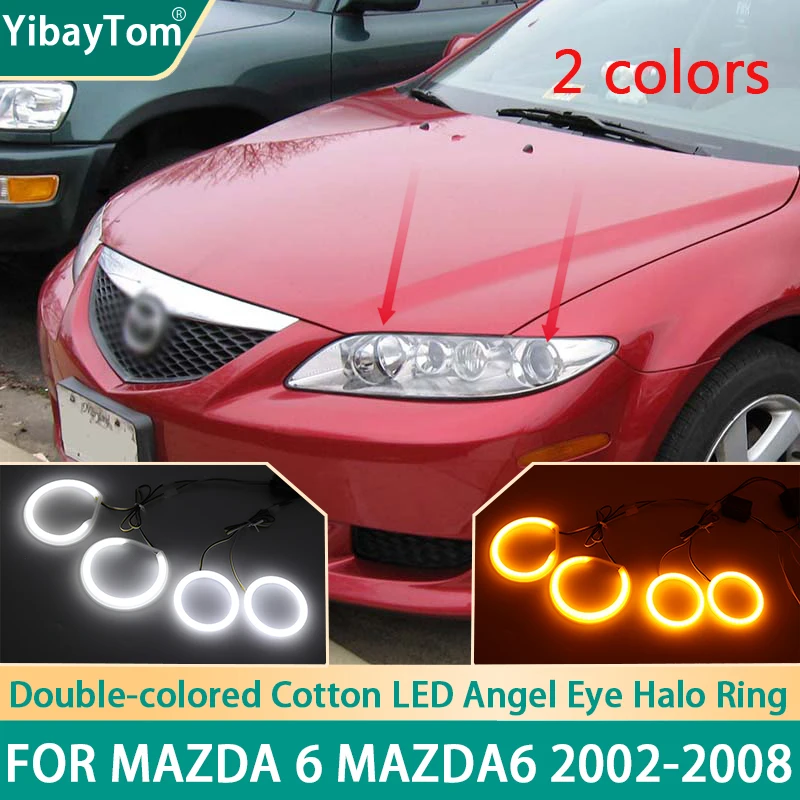 4x Warranty Durable warranty SMD Cotton Light Switchback LED Angel Eye Halo Ring DRL Kit For Mazda 6 Mazda6 GG1 MK1 2002-2008