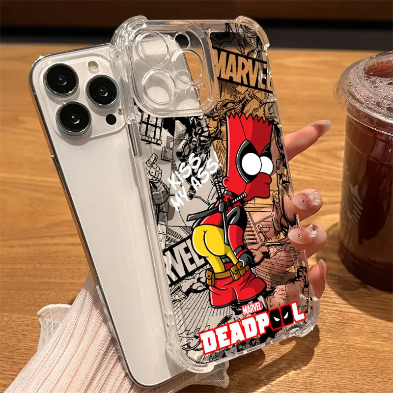 Фото Противоударный прозрачный чехол Marvel Deadpool Funny для iPhone 17, 16, 15, 14, 13, 12, 11 Pro Max, 16e, 17e, Air, 13, 15 Plus, XS, XR, X, 8 №3