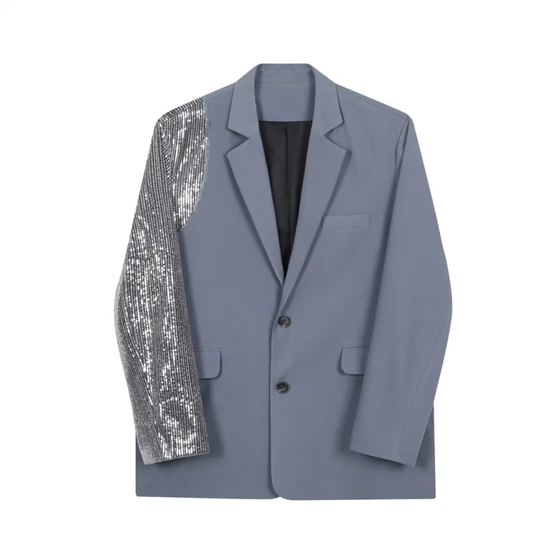 

KE LA Spring Asymmetric Sequins Suit for Women Korean Stage Suit Jacket Oversize Blazer Women