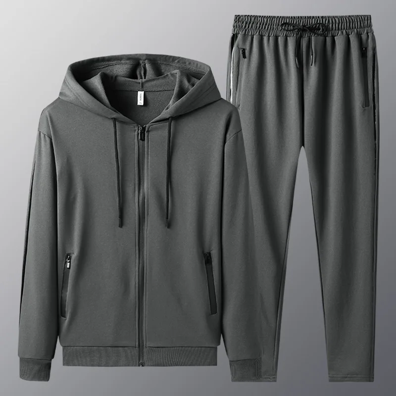 

Spring Summer Men Tracksuit Casual Set Male Joggers Hooded Sportswear Jackets+Pants 2 Piece Sets Hip Hop Running Sports Suit 4XL