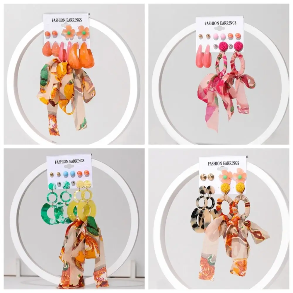 Модные акриловые серьги-цепочки ручная работа комплект преувеличенных