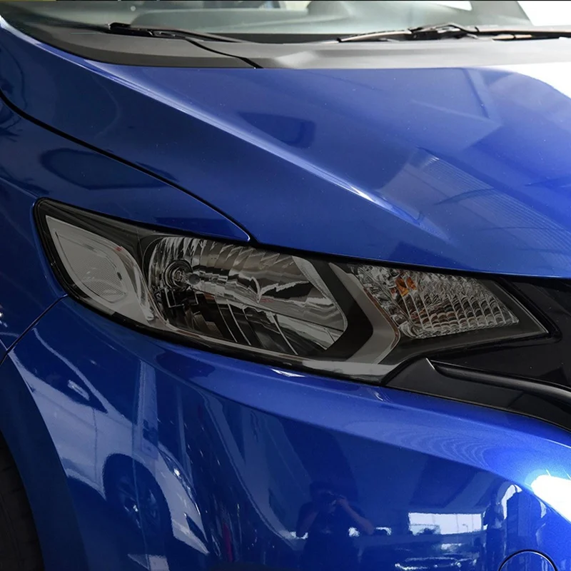 

2 Pcs Car Headlight Protective Film Transparent Black TPU Sticker For Honda Fit GK5 Jazz 2014 2015 2016 2017 2019 Accessories