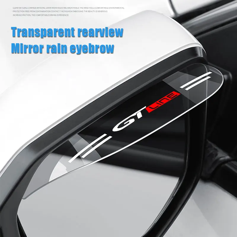 

2X/Set Flexible PVC Rearview Mirror Rain Shade Car Back Mirror Rain Cover For KIA GT Line Logo Car Acc Rainproof Blades