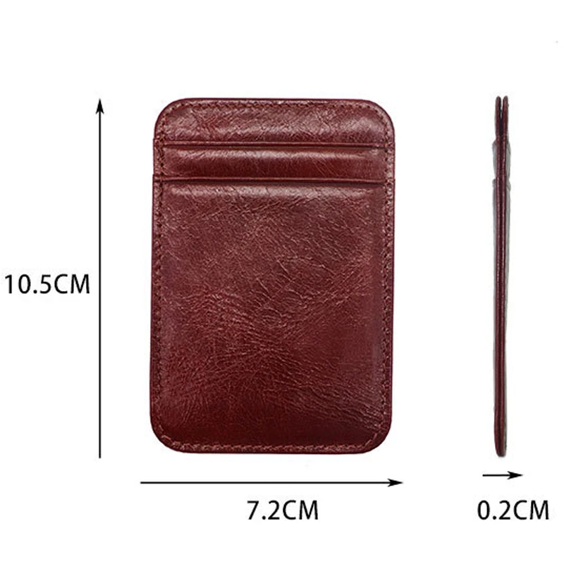 Vintage Vertical Style Genuine Leather Card Holders Case Waxy Leather Credit ID Card Wallet With 4 Card Slots And 1 Change Slots