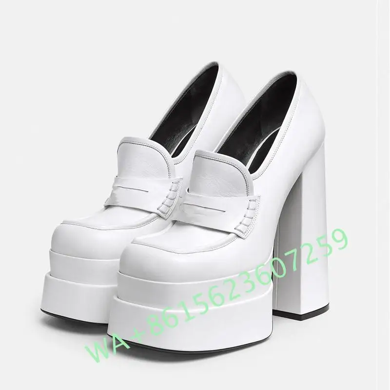 Туфли-лодочки женские на платформе и высоком массивном каблуке брендовые