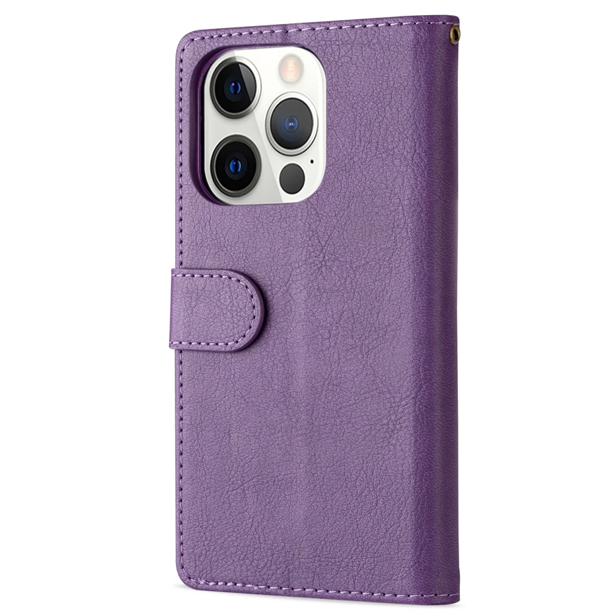 Flip Leather Wallet Case Imitation Cowhide Zipper Card Slot For iPhone 14 Pro Max 13 12 11 XR XS Max X 6 6S 7 8 Plus SE 2022