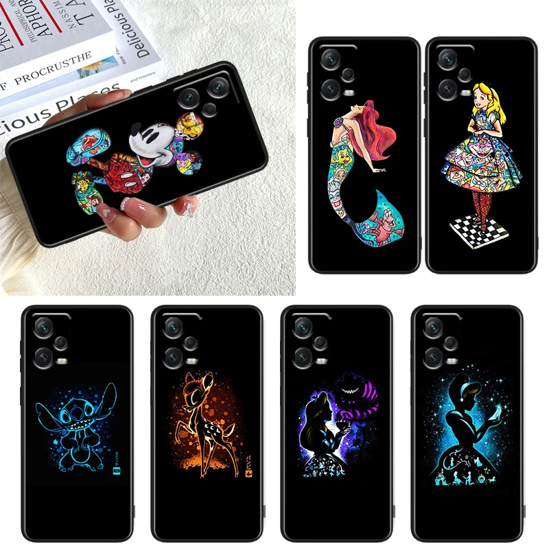 

Disney Princess Marvel Phone Case For Xiaomi Redmi Note 11E 11T 11S 10T 10S 9S 9T 8T 7 Pro Plus Lite Max Black Cover
